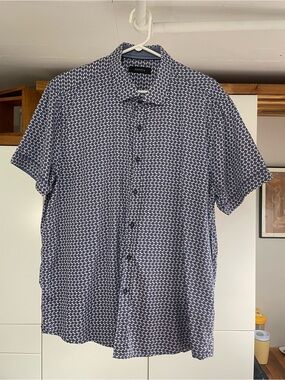 Orvieto Navy/White Short-Sleeve Button